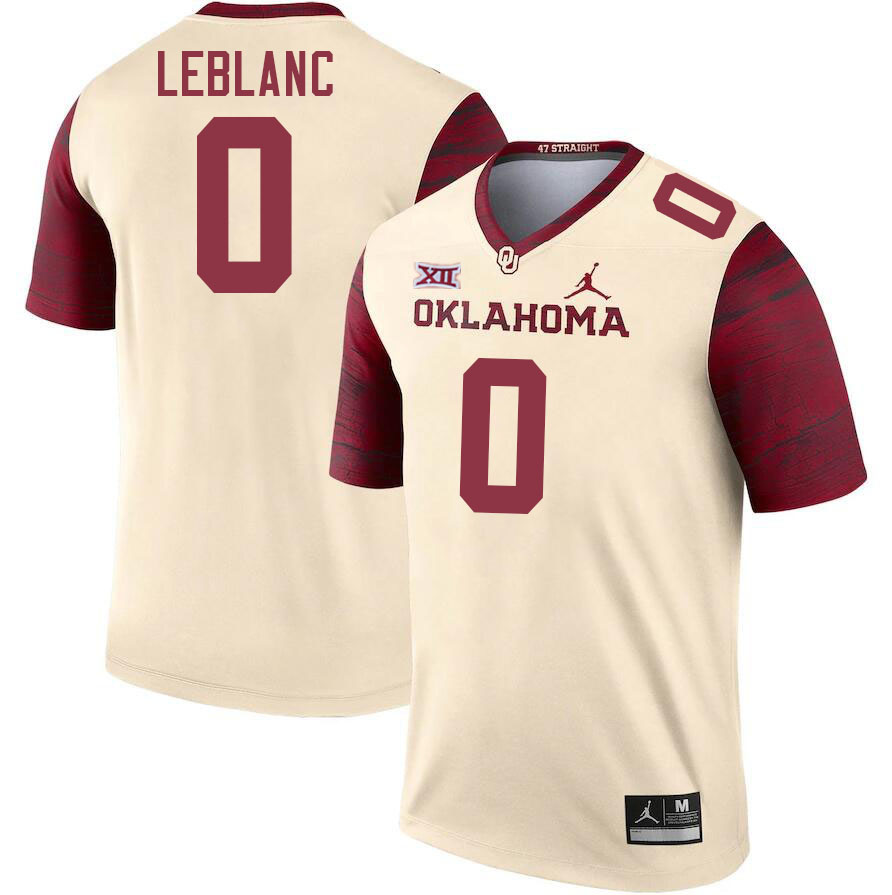 Oklahoma Sooners #0 Derrick LeBlanc College Football Jerseys Stitched-Cream